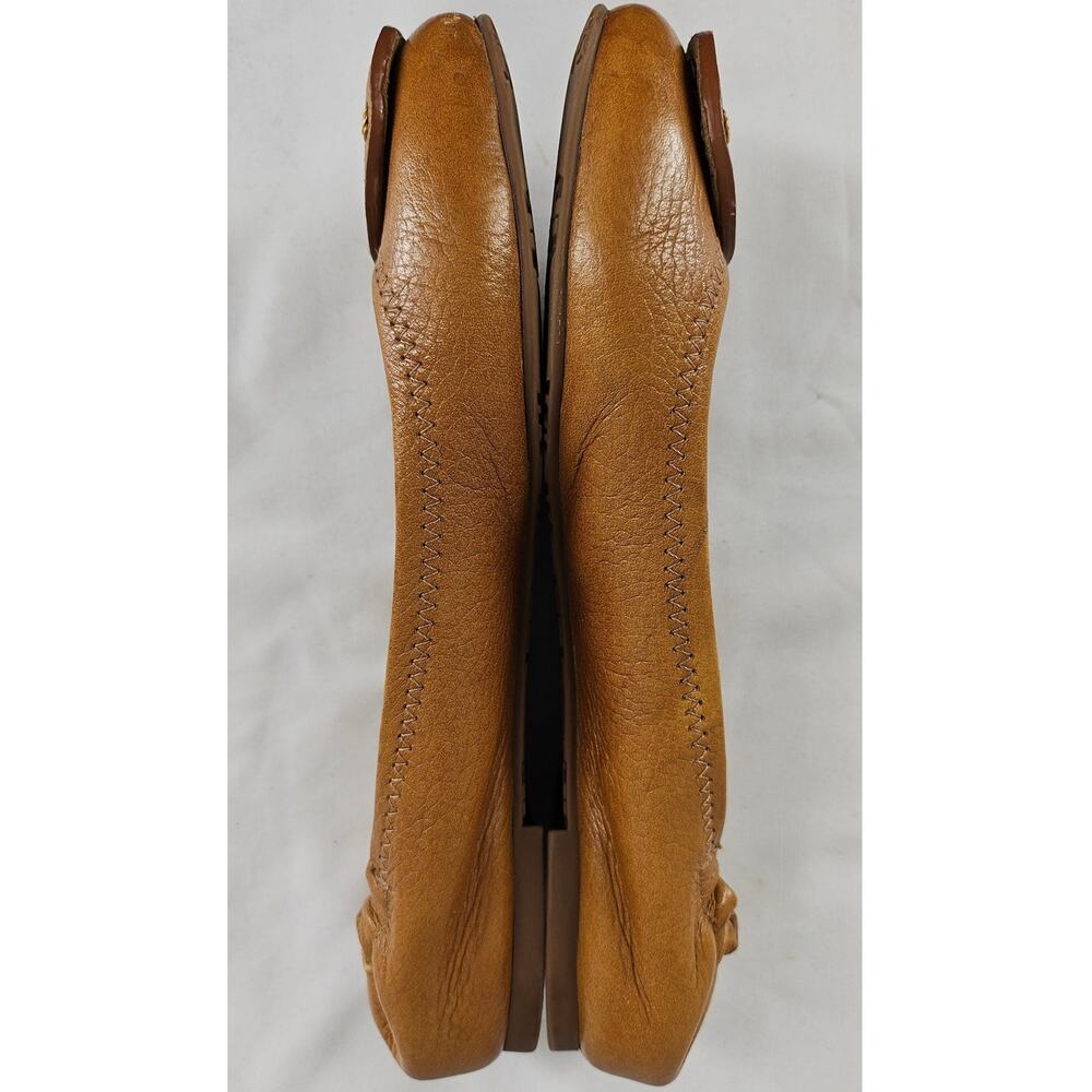 Tory Burch Tan Leather Logo Round Toe Ballet Flats - Picture 11 of 12